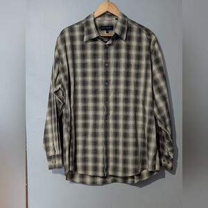 Vintage Cotton Reel Mens Long-sleeve Button-down Plaid Shirt Casual‎ Grunge 90's